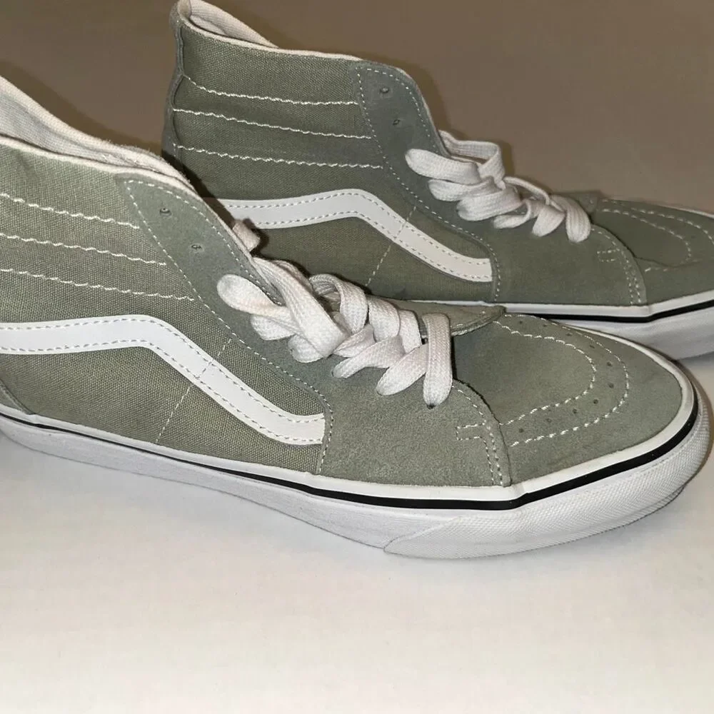 Vans Sk8-Hi Green Embroidered Canvas High Top Shoes Size Mens 8.5 Womens 10